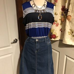 Denim knee length skirt